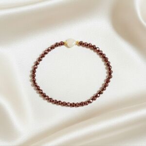 Garnet/Freshwater Natural Pearl Bracelet